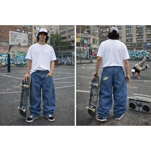 Vintage‎ Y2K A-Lab Hip Hop Ultra Baggy Wide Leg Skater Jeans JNCO Style Sz 28